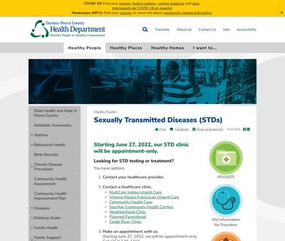 STD Testing at Tacoma-Pierce County Health Department
