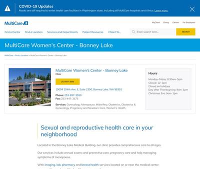 STD Testing at MultiCare Women's Center - Bonney Lake