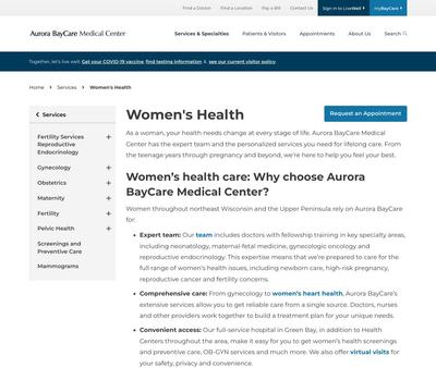 STD Testing at Aurora BayCare Women's Health