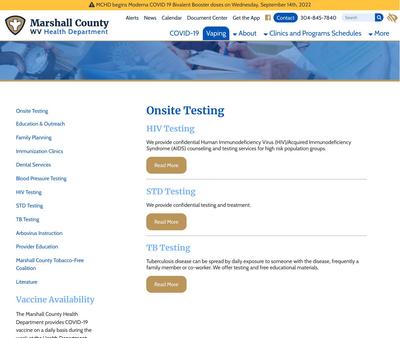 STD Testing at Marshall County Health Department