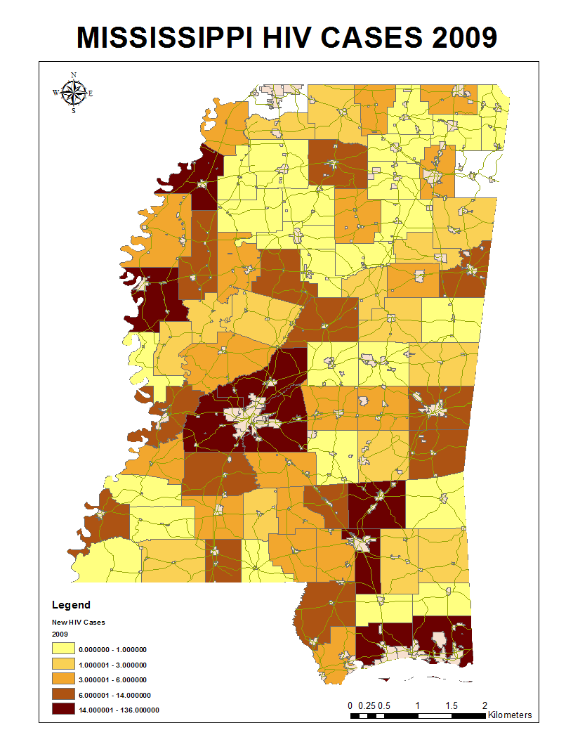 Graph of hiv rates in tupelo mississippi from 2009