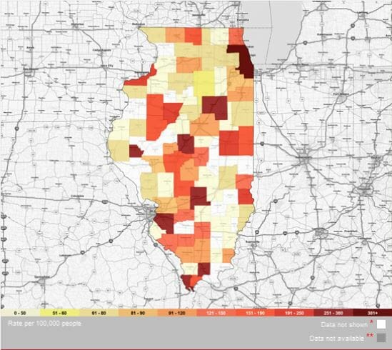 Graph of hiv rates in calumet city illinois from 2014