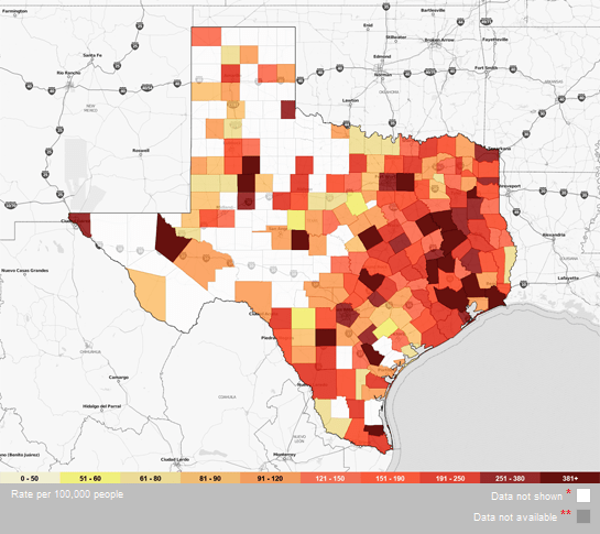 Graph of std rates in duncanville texas from 2014