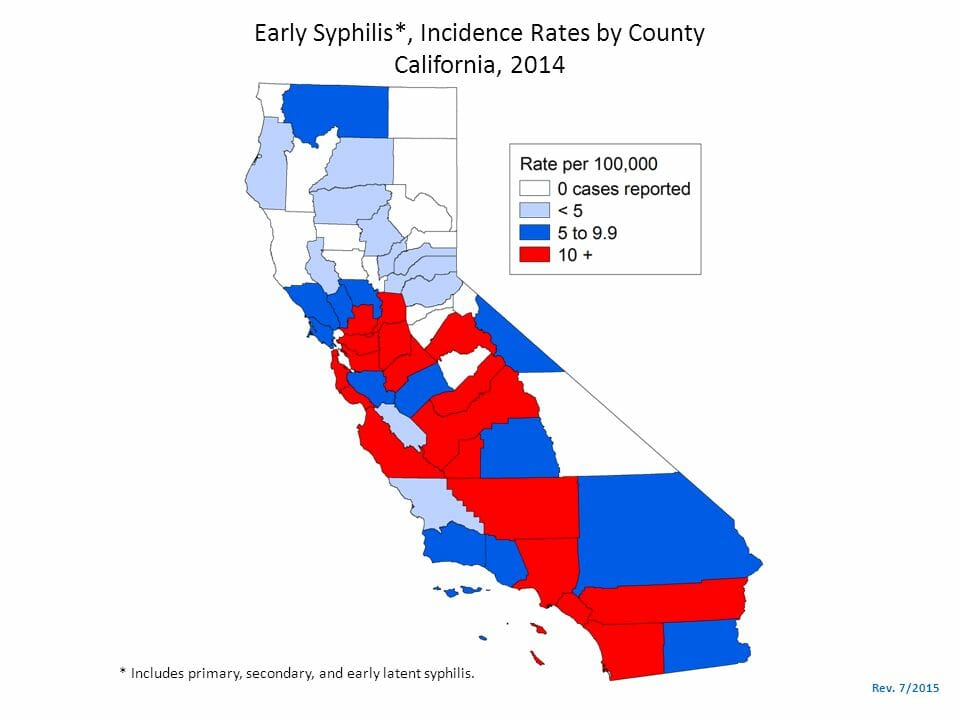 Graph of syphilis rates in pittsburg california from 2014